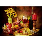 Cakatablo Meya Çiçek Şarap Kuruyemiş Görseli 1000 Parça Puzzle Yapboz MDF Ahşap