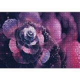 Cakatablo Mor ve Beyaz Soyut Çiçek Görseli 1000 Parça Puzzle