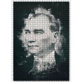 Cakatablo Mustafa Kemal Atatürk Portresi Ve İmzası Görseli 1000 Parça Puzzle Yapboz MDF Ahşap