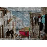 Cakatablo Nostaljik Sokak Merdivenler Çamaşırlar 1000 Parça Puzzle Yapboz MDF Ahşap