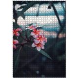 Cakatablo Pembe Plumeria Çiçekleri Flu Arkaplan 1000 Parça Puzzle Yapboz MDF Ahşap