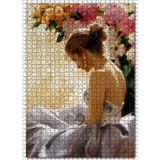 Cakatablo Richard S Johnson Çiçekler Topuz Saç Gelinlikli Kadın Resmi 1000 Parça Puzzle Yapboz MDF Ahşap