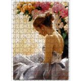 Cakatablo Richard S Johnson Çiçekler Topuz Saç Gelinlikli Kadın Resmi 255 Parça Puzzle Yapboz MDF Ahşap