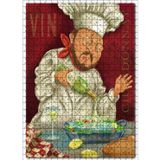 Cakatablo Şarap ile Balık Pişirme Görseli 500 Parça Puzzle Yapboz MDF Ahşap