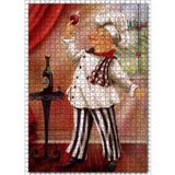 Cakatablo Şarap Tadan Aşçı Figürü Görseli 1000 Parça Puzzle Yapboz MDF Ahşap