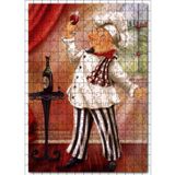 Cakatablo Şarap Tadan Aşçı Figürü Görseli 255 Parça Puzzle Yapboz MDF Ahşap