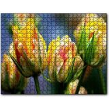 Cakatablo Sarı Yeşil Çiçekler Yakın Plan 1000 Parça Puzzle