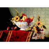 Cakatablo Seramik Tabakta Taze Meyveler ve Çiçekler 120 Parça Puzzle Yapboz MDF Ahşap
