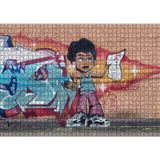 Cakatablo Siyahi Kız Grafiti Duvar Boyama 1000 Parça Puzzle Yapboz MDF Ahşap