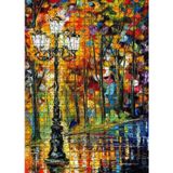 Cakatablo Sokak Lambası ve Ağaçlar Yağlıboya 1000 Parça Puzzle Yapboz MDF Ahşap