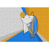 Cakatablo Soyut Tablo Kadın ve Sarı Top 1000 Parça Puzzle Yapboz MDF Ahşap
