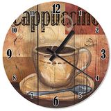 Cakatablo Tahta Desenli Cappuccino Kahve Analog Duvar Saati