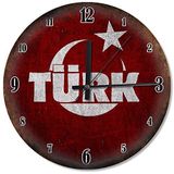 Cakatablo Türk Yazı Bayrak Sessiz Duvar Saati