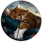 Cakatablo Uyuyan Sarı Kedi Analog Duvar Saati