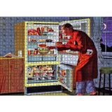 Cakatablo Vintage Buzdolabı ve Ropdöşambırlı Adam 1000 Parça Puzzle Yapboz MDF Ahşap