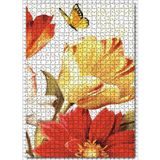Cakatablo Yağlı Boya Çiçek Kelebek Görseli 1000 Parça Puzzle Yapboz MDF Ahşap