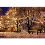 Cakatablo Yılbaşı Işıklarıyla Süslü Ağaçlar ve Karlı Banklar 1000 Parça Puzzle Yapboz MDF Ahşap, P17999-1000