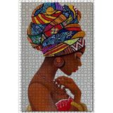 Cakatablo Yöresel Kıyafeti ve Takılarıyla Afrikalı Genç Kadın 1000 Parça Puzzle Yapboz MDF Ahşap