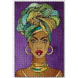 Cakatablo Yöresel Kıyafeti ve Takılarıyla Afrikalı Kadın 1000 Parça Puzzle Yapboz MDF Ahşap