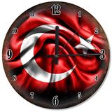 Cakatablo Zeminde Dalgalı Türk Bayrağı Desenli Duvar Saati