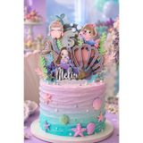 caketopper Deniz Kızı Temalı Kız Çocuk Doğum Günü İsme Özel Pasta Parti Süsü Deniz Kızı Cake Topper (26X21 cm)