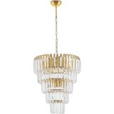 Çakır Aydınlatma Şelale 40 lık 5 Katlı Sarı Altın - Gold 6'lı Kristal Taşlı Sarkıt Avize