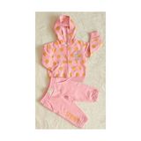Çakır Bebe Kız Çocuk/bebek Alt Üst Eşofman Takımı Kapşonlu Ceket Puantiye Detaylı - 11 - 12 Ay - Altın - Pembe