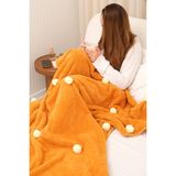 Cakkatex Ponponlu Ekstra Yumuşak Wellsoft Tv Battaniyesi|Koltuk Battaniyesi - 130 x 170 cm - Hardal