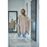 Cakkatex Wellsoft Peluş Ekstra Yumuşak Kapüşonlu Püsküllü Giyilebilir Battaniye | Panço - 130 x 170 cm - Bej