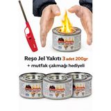 Çakmak Hediyeli Reşo Jel Yakıt Teneke Kutu 200 Gr Net 3 Adet Osmalı Ocak Yakıtı Kanp Piknik Yakıtı