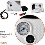 Çakmaklık Girişli Oto Araç Mini Hava Kompresörü 12 V 150 Psı Yassı Lastik Şişirici Taşınabilir - yok