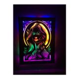 Çakra 3D Kadın Silüet Ahşap Tablo Led Işıklı Tablo 70X45Cm