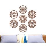 Çakra 7 Parça Ceviz Doğal Ahşap Kaplama Duvar Dekoru - 7 Ana Çakra Sembolü Tablo Seti - Meditasyon, Yoga & Spiritüel Ev Dekoru, 40 cm (Her bir parçanın çapı)