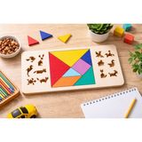 Çakra Ahşap Tangram Zeka Oyunu 7 Parça Eğitici Set-Doğal Ahşap Puzzle