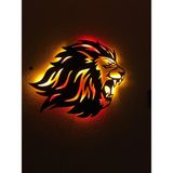 Çakra Aslan LED Işıklı Ahşap Tablo 55X50CM - 55 x 50 cm - Siyah