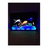 Çakra Dalgıç Ve Su Altı Temalı Led Işıklı Ahşap Tablo