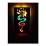 Çakra Dragon Silüet Led Işıklı Ahşap Tablo