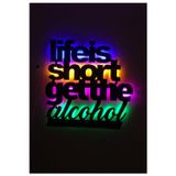 Çakra Life Is Short Led Işıklı Tablo Ahşap 50X50Cm