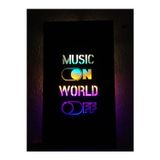 Çakra Music On World Off Led Işıklı Ahşap Tablo 45X24Cm