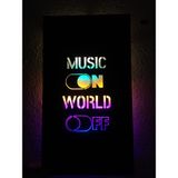 Çakra Music On World Off LED Işıklı Tablo Ahşap 45X24 cm - 52 x 24 cm - Siyah