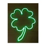 Çakra Neon 4 Yapraklı Yonca Led Işıklı Tablo (4Mm Pleksi-35X28Cm)