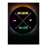 Çakra No Music No Life Led Işıklı Ahşap Tablo 42X42Cm