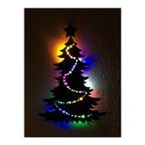 Çakra Noel Ağacı Yılbaşı Temalı Led Işıklı Ahşap Tablo 50X35Cm