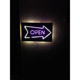 Çakra Open LED Işıklı Ahşap Tablo 50X21CM - 50 x 21 cm - Siyah