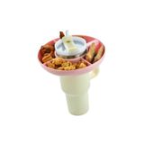 Çakra Quencher Pipetli 1.18 Lt Termos 4 Bölmeli Pembe Plastik Atıştırmalık Çerez Tabağı Termos