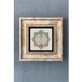 Çakra Renkler Çerçeveli Taş Tablo 20x20 cm-Wall Decor Oscar Stone Decor