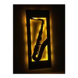 Çakra Saksafon Led Işıklı Ahşap Tablo (70X28Cm)