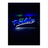 Çakra Stay Positive Led Işıklı Ahşap Tablo 50X21 Cm Duvar Dekoru