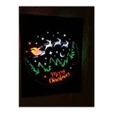 Çakra Yılbaşı Temalı Noel Baba-Ren Geyikli Led Işıklı Ahşap Tablo 50X40Cm