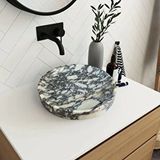 Calacatta Viola Cilalı Mermer Yuvarlak Çanak Lavabo Ntrvs223 Beyaz